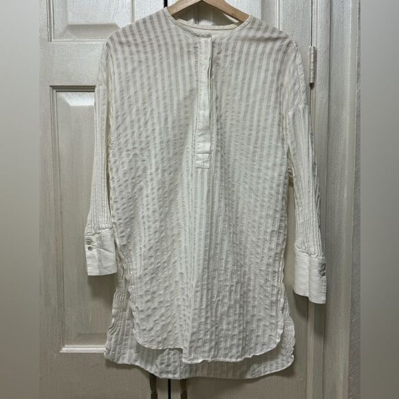 Massimo Dutti Dresses & Skirts - Massimo Dutti Women US 6 white viscose cotton Blend Long sleeve Dress Tunic